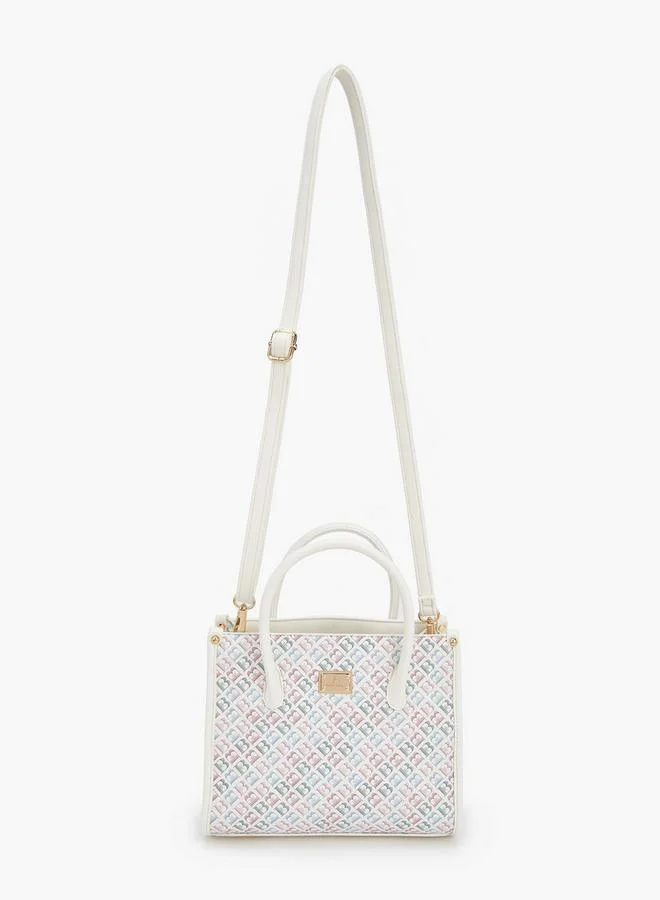 Flora Bella By Shoexpress Flora Bella Monogram With  Double Handles And Hanging Charm Also Additional Shoulder Strap